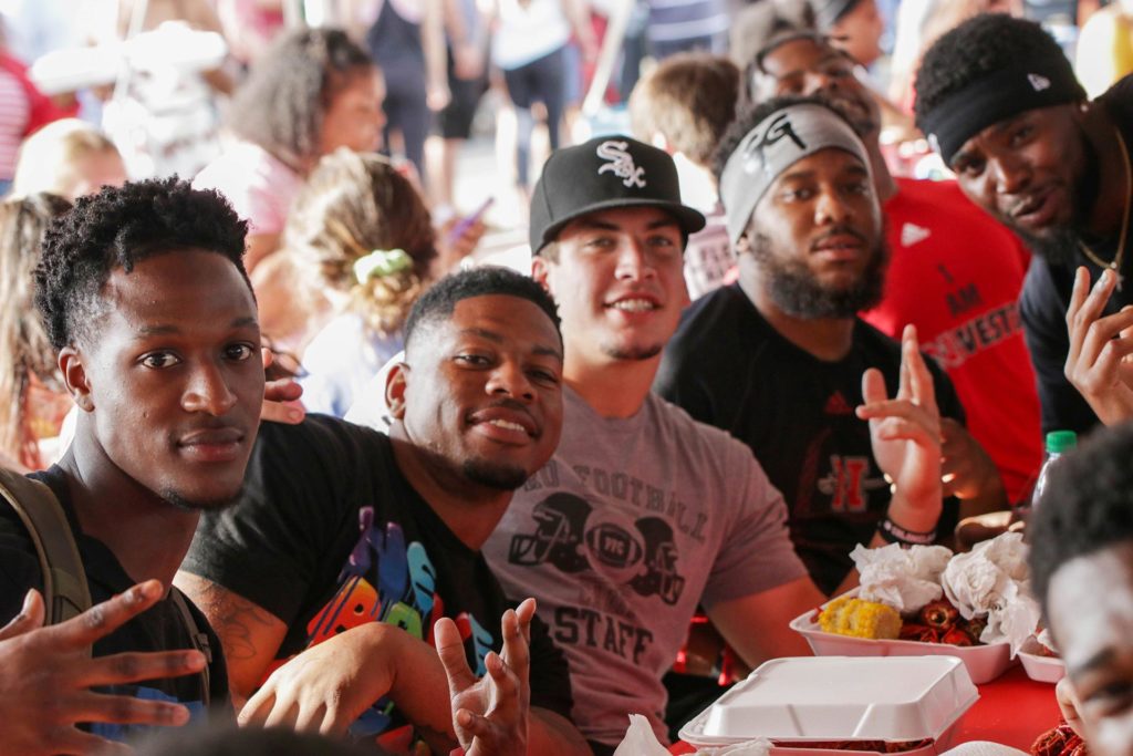 nicholls students at crawfis day