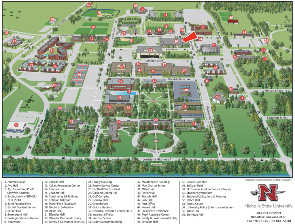 campus map to Goaux Hall
