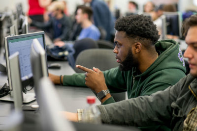 picture of students and computers