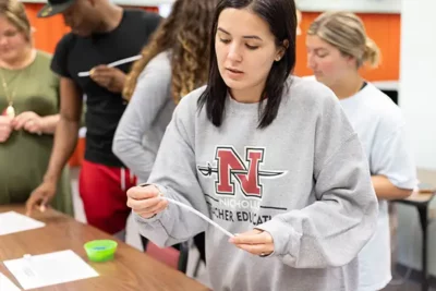 nicholls student in classroom learning to become a teacher