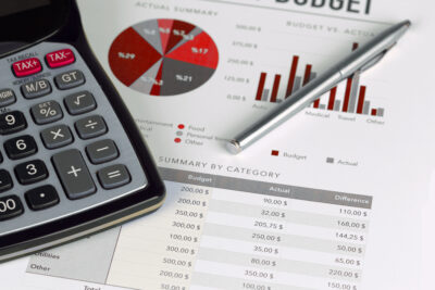 picture of graphs and calculator finance
