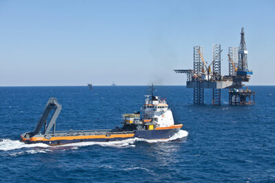 maritime vessel in a port