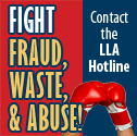 image button for fight fraud, waste and abuse contact the LLA hotmine that links to the the lla website