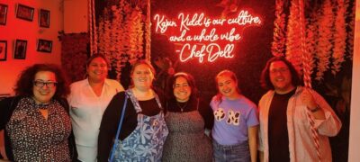 Image of three students Annelle Fletcher, Erica Chavez, and Katherine Dean and faculty members Dr. Robin White and Chris Monier. 