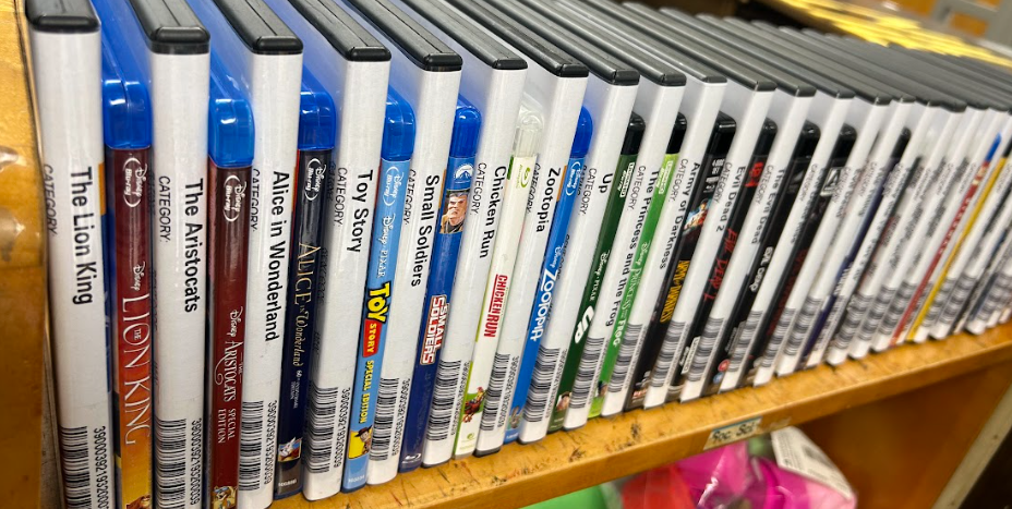 An image of a portion of the Ellender Memorial Library's DVD collection.