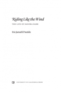 RIDING LIKE THE WIND: THE LIFE OF SANORA BABB