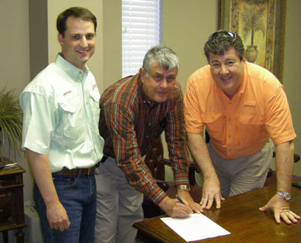 Pictured from left are Eric Mistretta, Chemtech technical director and chief operating officer; Dr. David Boudreaux, Nicholls vice president for institutional advancement; and Scott Trahan, Chemtech general manager and chief executive officer. 