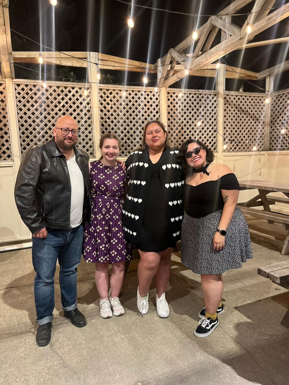 Nicholls Students posing while in Nova Scotia. Four people in image.